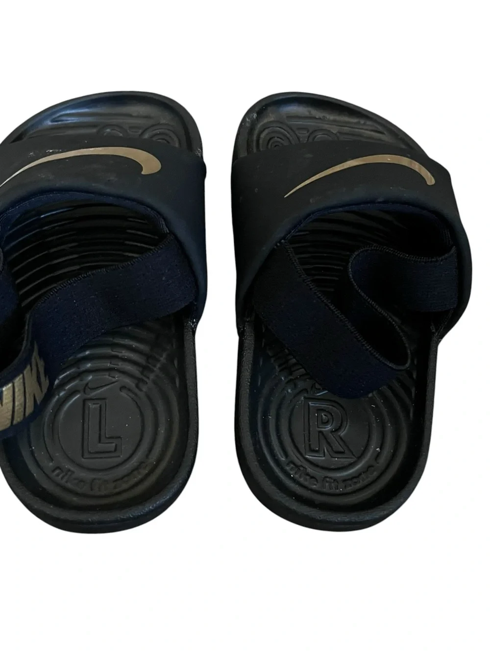 Nike Toddler Kawa Slide TD Black Metallic Gold Size 6C BV1094-003 Slip On